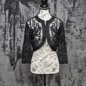 JR Nites By Carol Lin Bolero‎ Jacket Womens S Sheer Whimsigoth Ornate Fairygoth